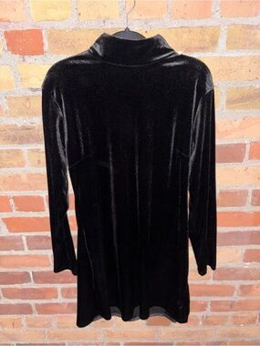 Gap Black Velvet Long Turtleneck Mini Dress